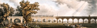Londen naar Greenwich Spoorweg met viaduct, ontworpen door George Landman door English School